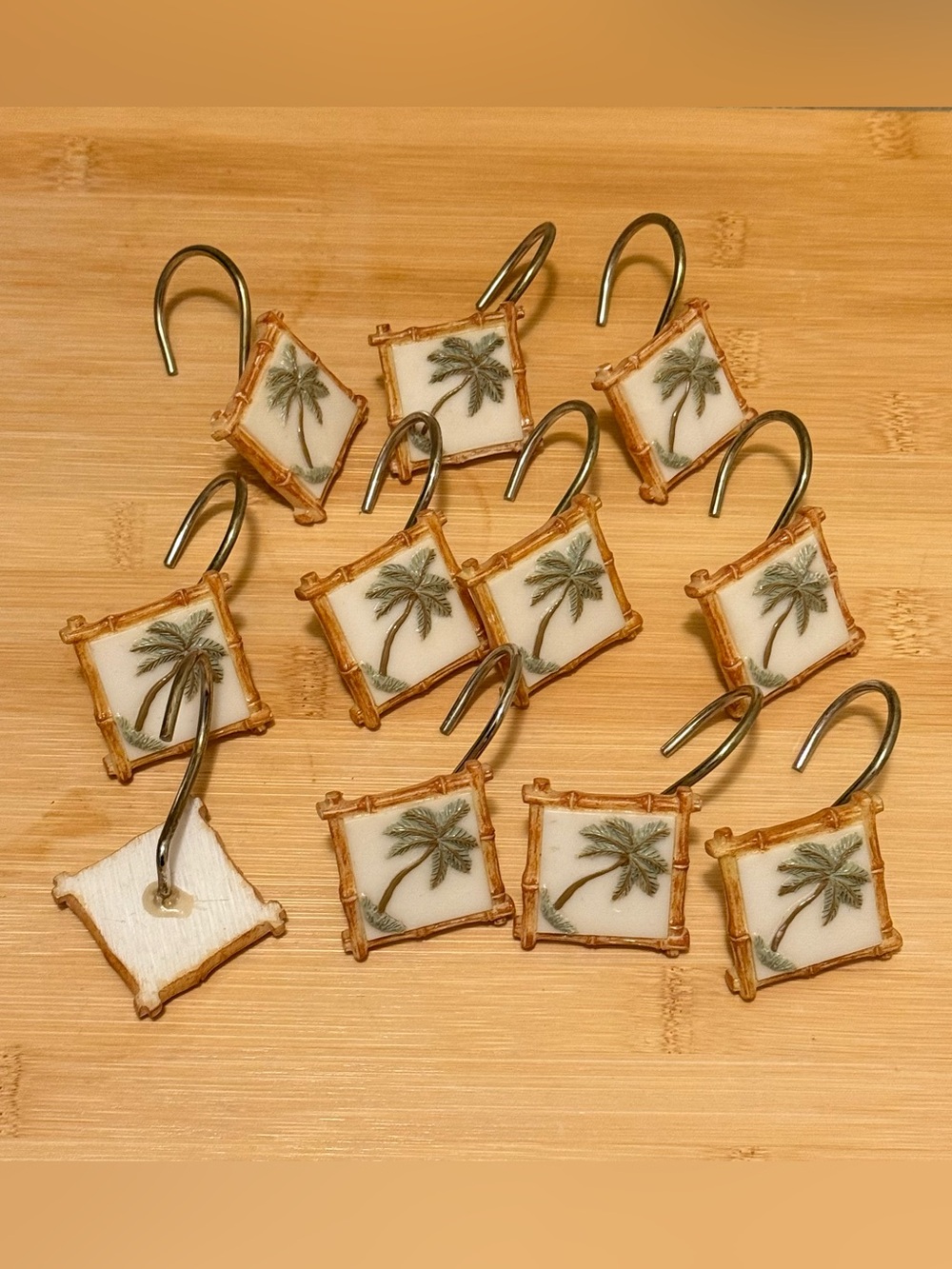 vintage HomeTrends Palm Tree Resin Shower Curtain Hooks 11pcs